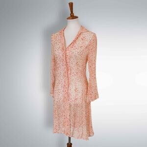 90s Victoria’s Secret Silk Sheer Negligee Dress – Button Front, XS